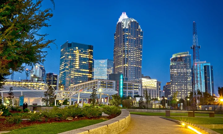 Charlotte, NC skyline at night