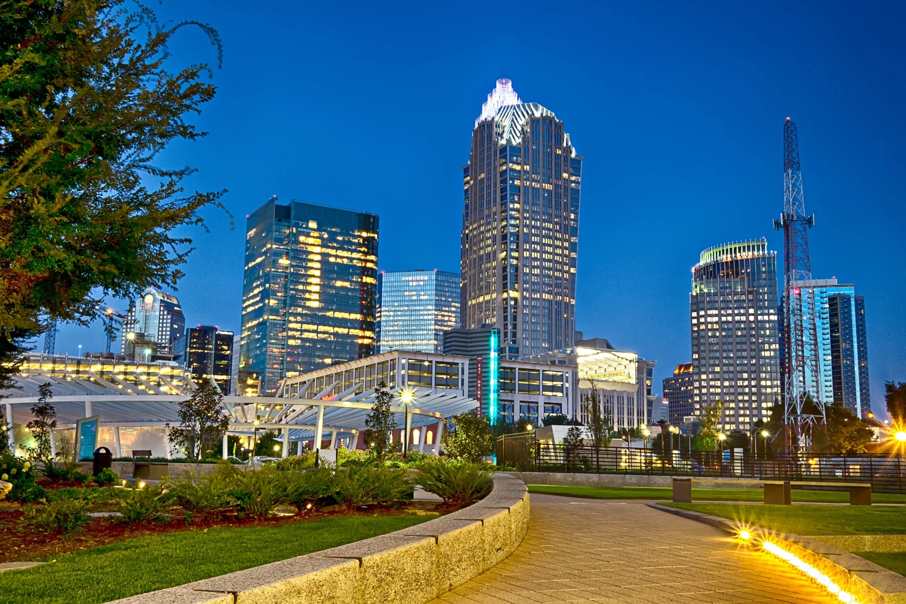 Charlotte, NC skyline at night