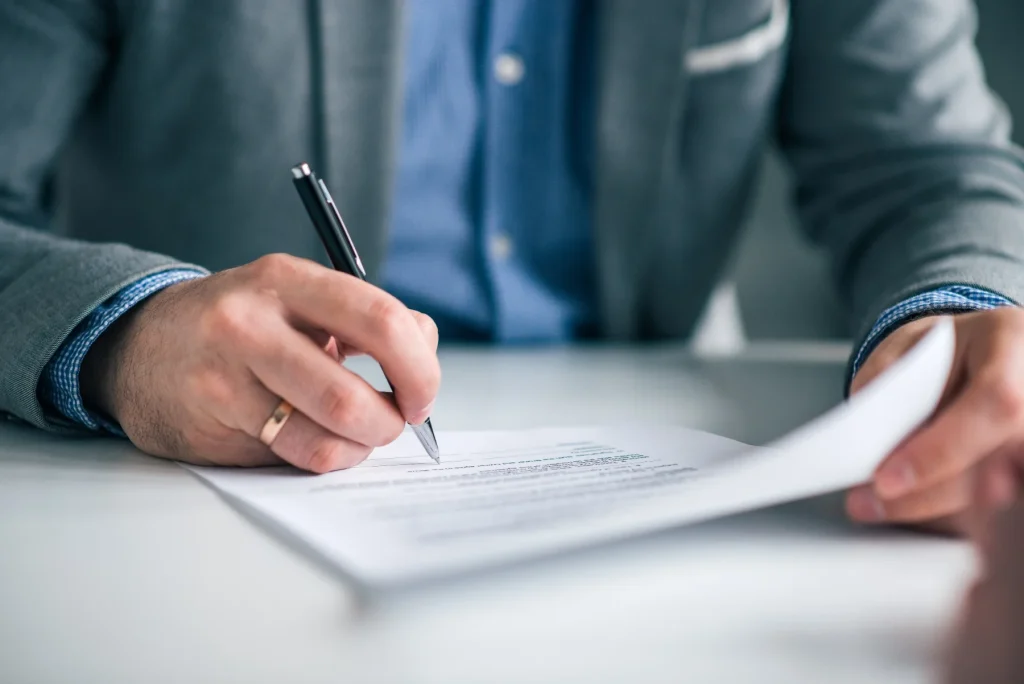 Person signing a document agreement